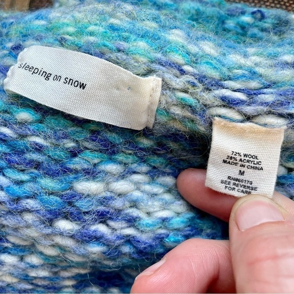 Anthropologie Sleeping On Snow Anthro Blue Marled Wool Sweater Medium - Picture 2 of 8